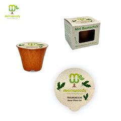 Traubeneiche Baum-Pflanz-Set: Plenta®-Topf, Deckel und Verpackung