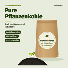 Pflanzenkohle aus Kakaoschalen von meinwoody® – EBC-zertifiziert