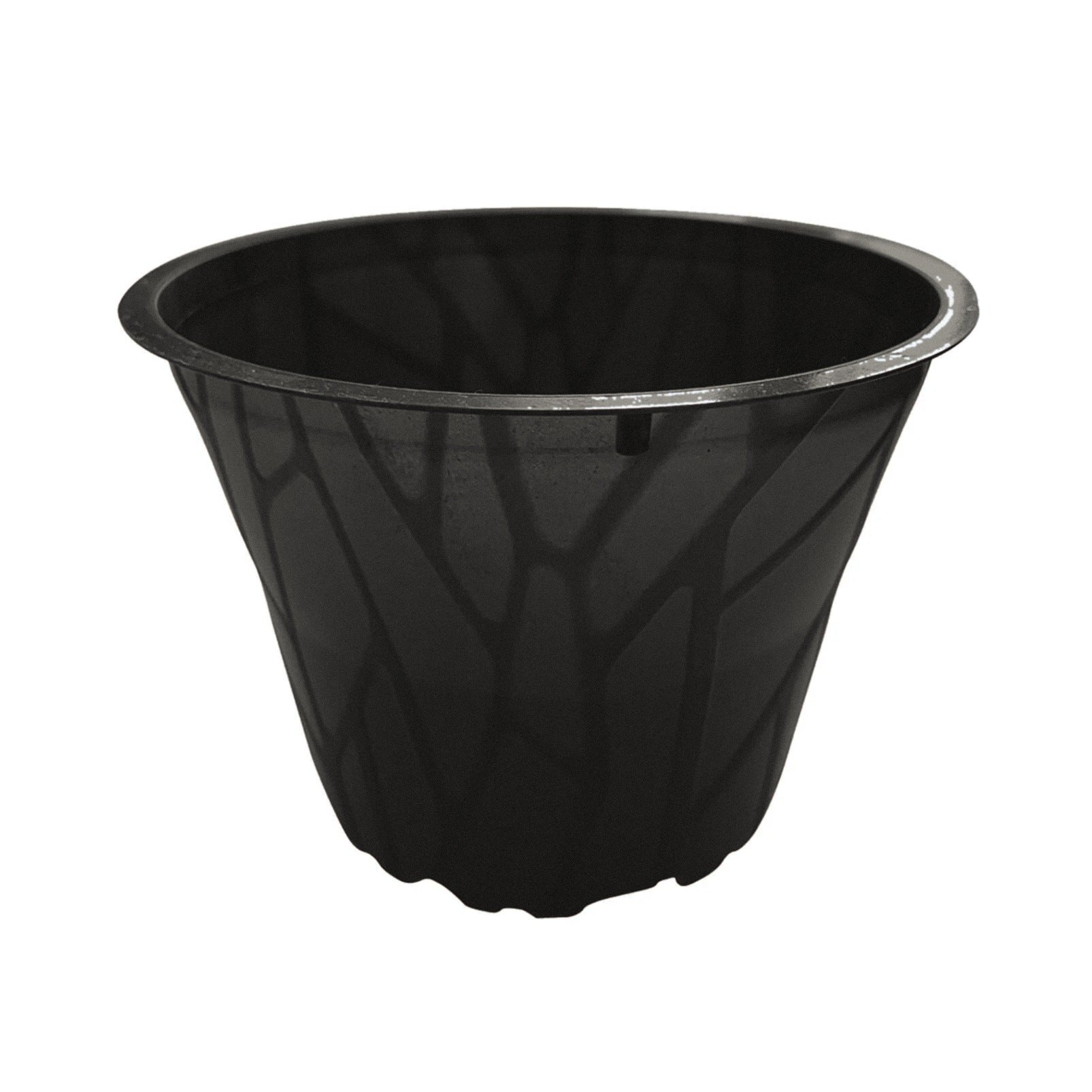 Plastikfreier Pflanztopf Plenta® – schwarz, schräg von oben