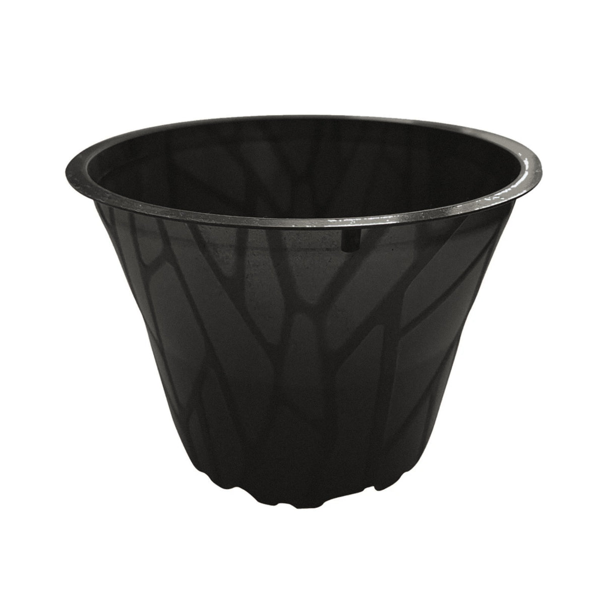 Plastikfreier Pflanztopf Plenta® – schwarz, schräg von oben