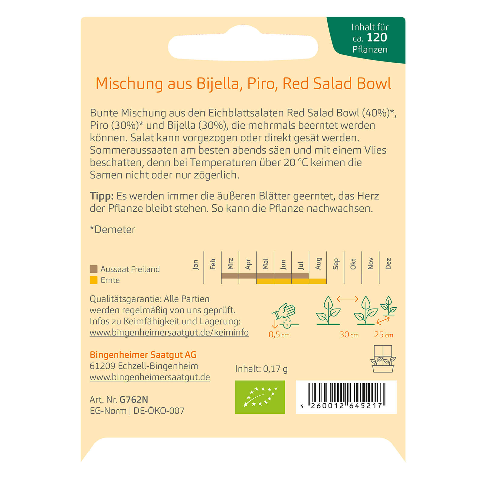 Pflücksalat Mischung Bio-Gemüse-Samen